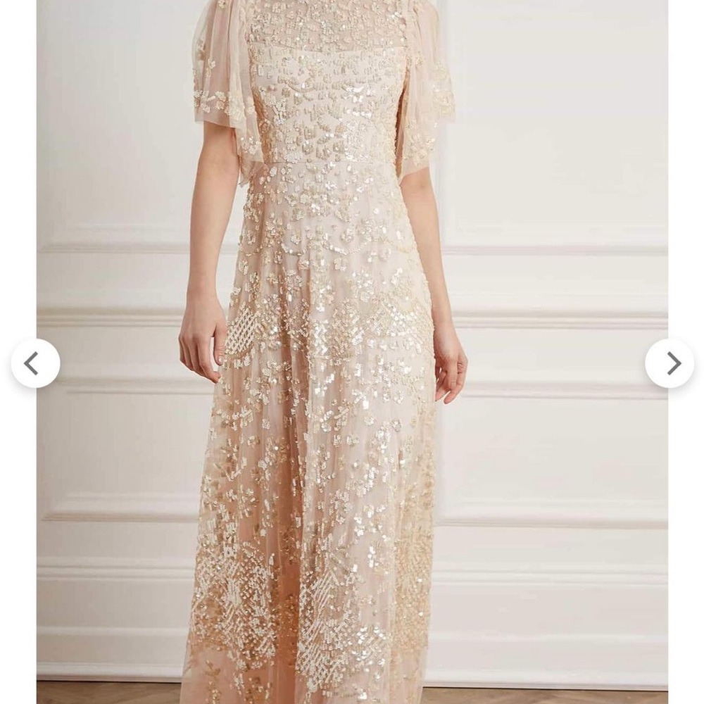 Needle & Thread Cream Sequin Dress